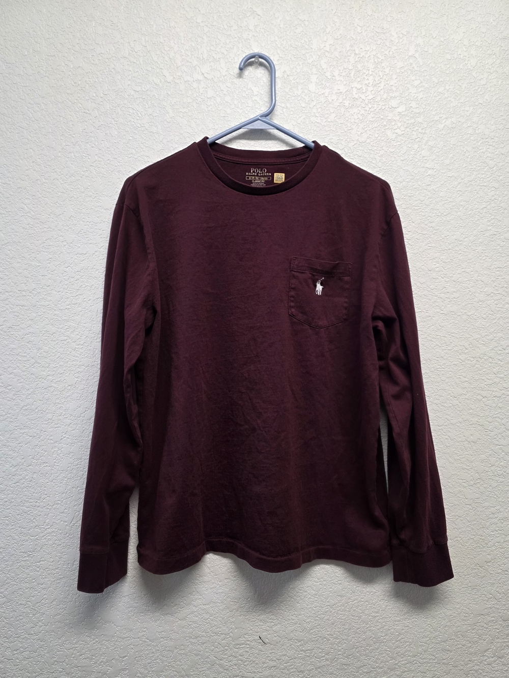 Polo Ralph Lauren Men's Long-Sleeve Pocket Tee - Burgundy Size Small
